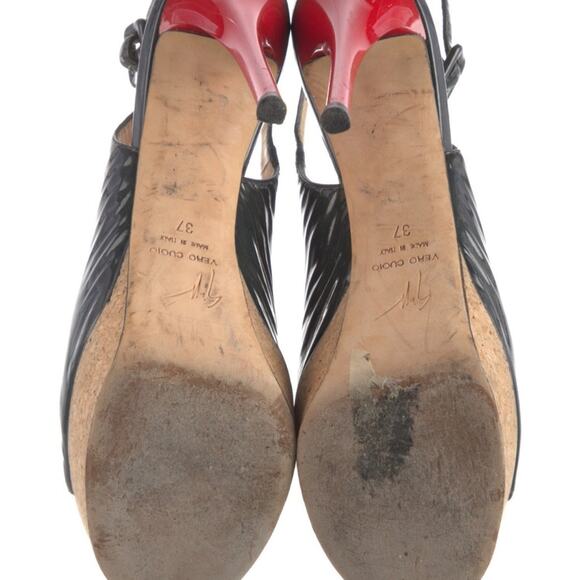 Giuseppe Zanotti Black and Red Slingback Heels with Peep-Toe EU 37/US 7 - Picture 5 of 6